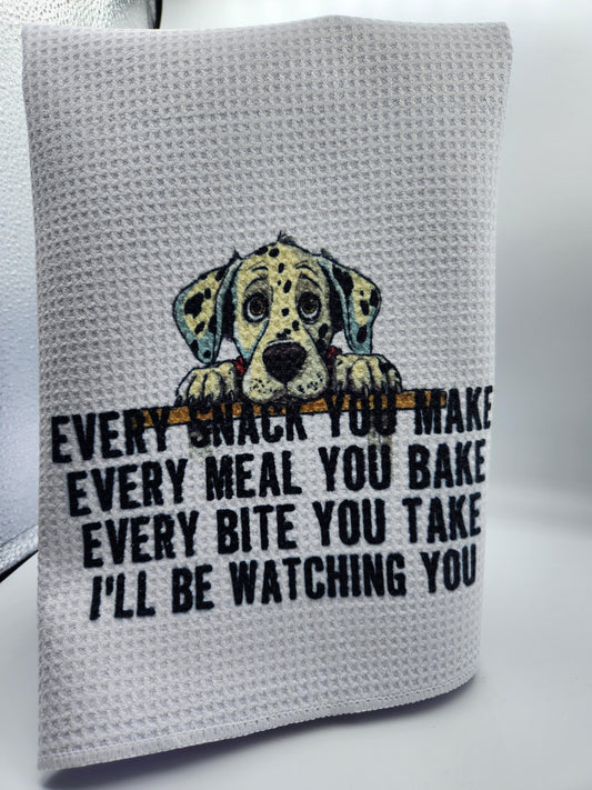 Kitchen Towel Boxer Every Snack Make Dalmation
