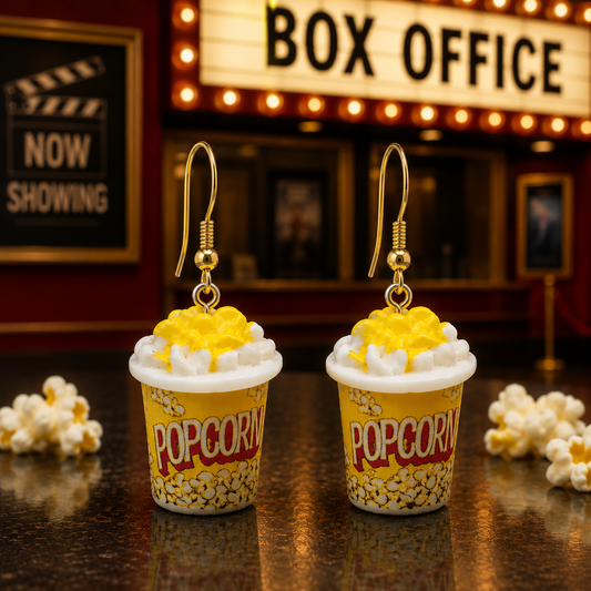 Popcorn Bucket Earrings – Movie Theater Inspired Mini Food Jewelry