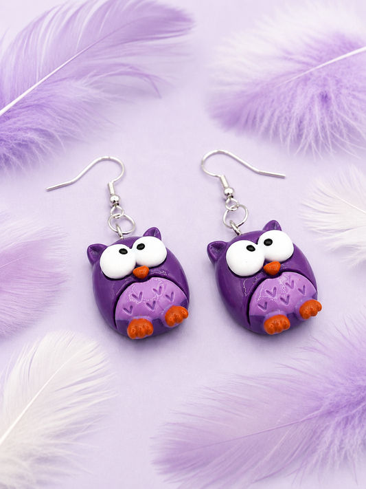 Purple Owl Earrings