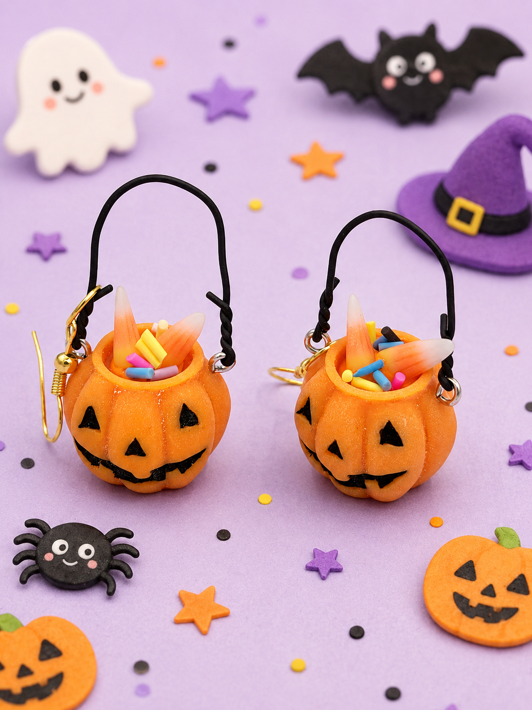 Pumpkin Candy Earrings – Halloween Bucket Jewelry | Fun Jack-o’-Lantern Statement Earrings for Spooky Season