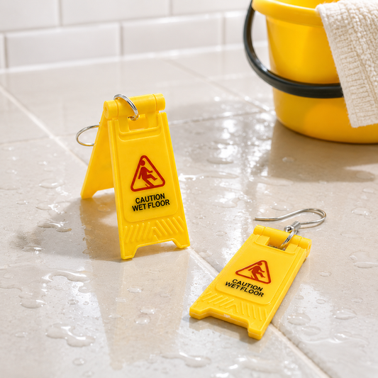 Caution Wet Floor Earrings