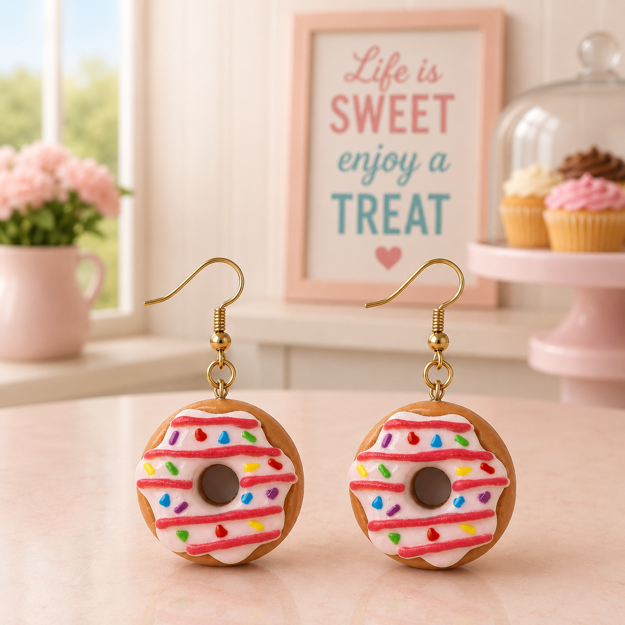 Donut Earrings – Cute Dessert Dangle Earrings for Food Lovers
