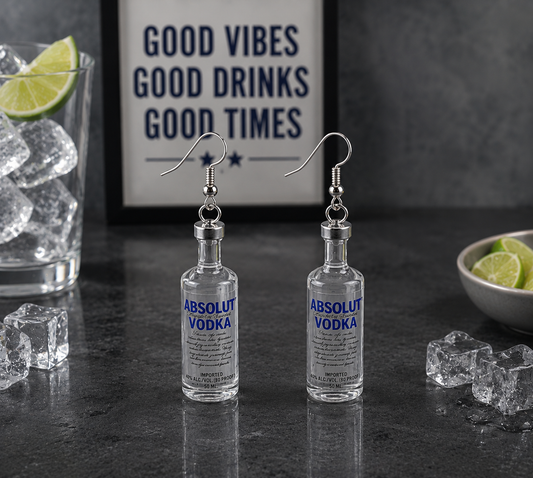 Vodka Bottle Earrings – Funny Alcohol Dangle Earrings, Cocktail Lover Gift, Boozy Jewelry, Party Girl Accessories, Novelty Bartender Earrings