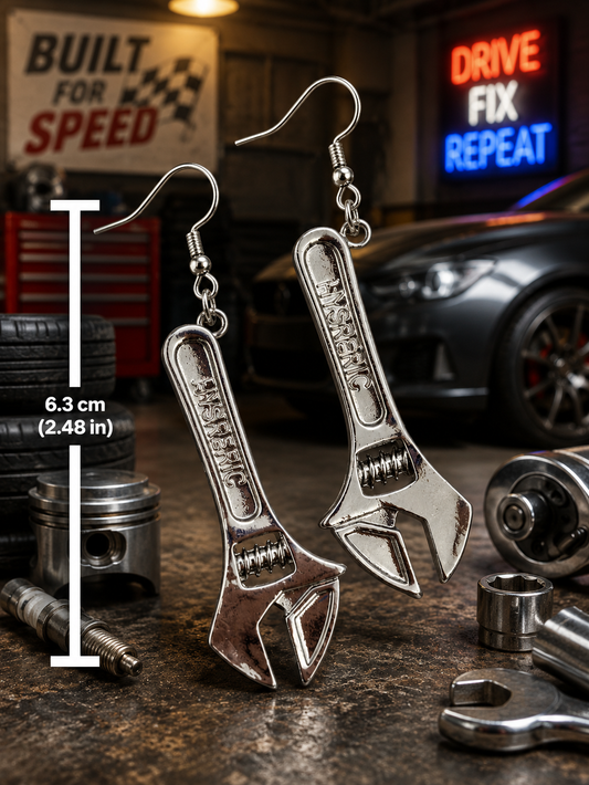 Wrench Earrings – Funny Tool Jewelry for Mechanics & DIY Lovers | Quirky Statement Earrings | Unique Gift for Handymen, Women & Auto Fans
